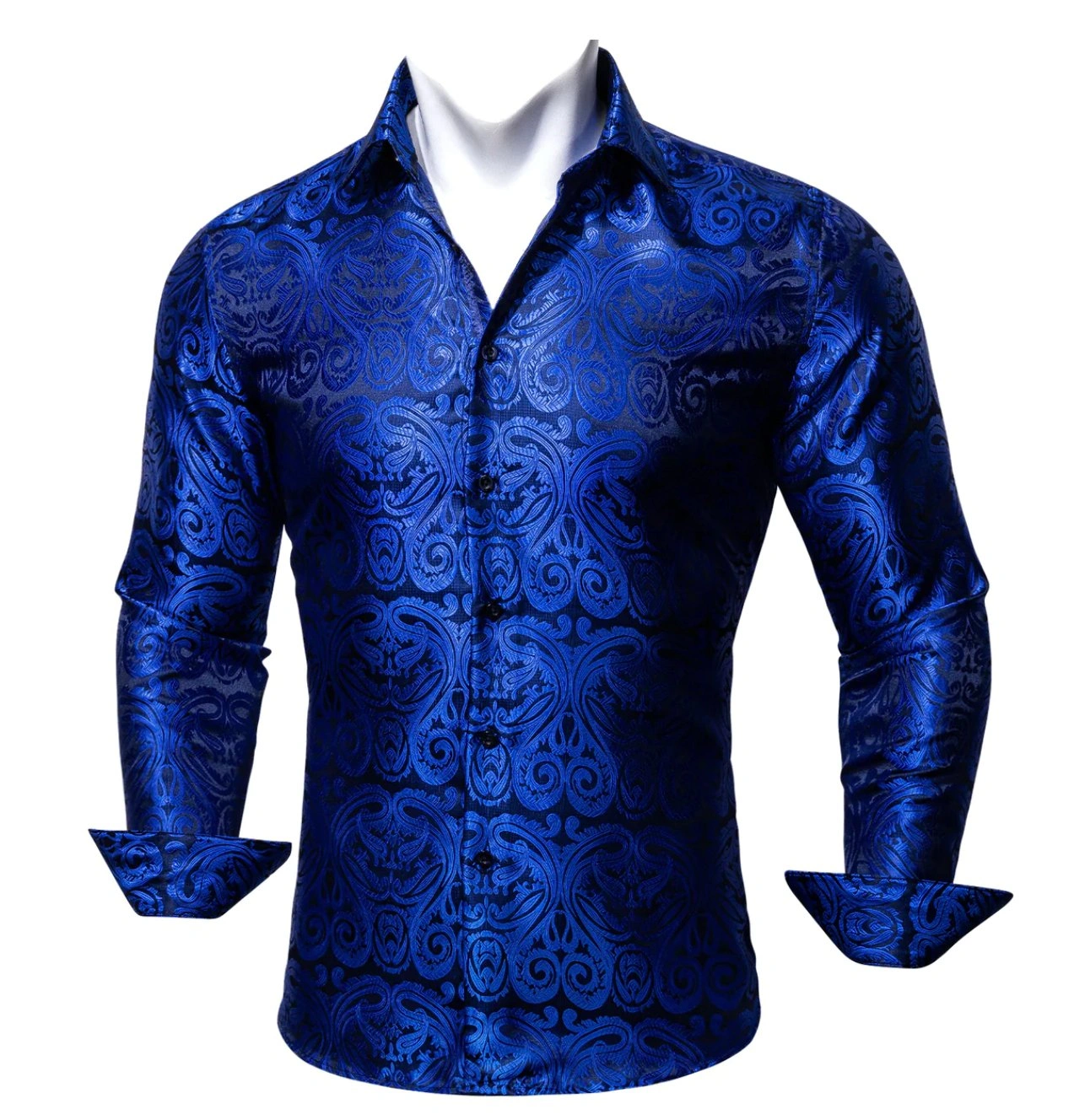 Camisa de seda Simon.Von Paisley Azul: Elegancia atemporal para el hombre con estilo. Un toque de sofisticación.